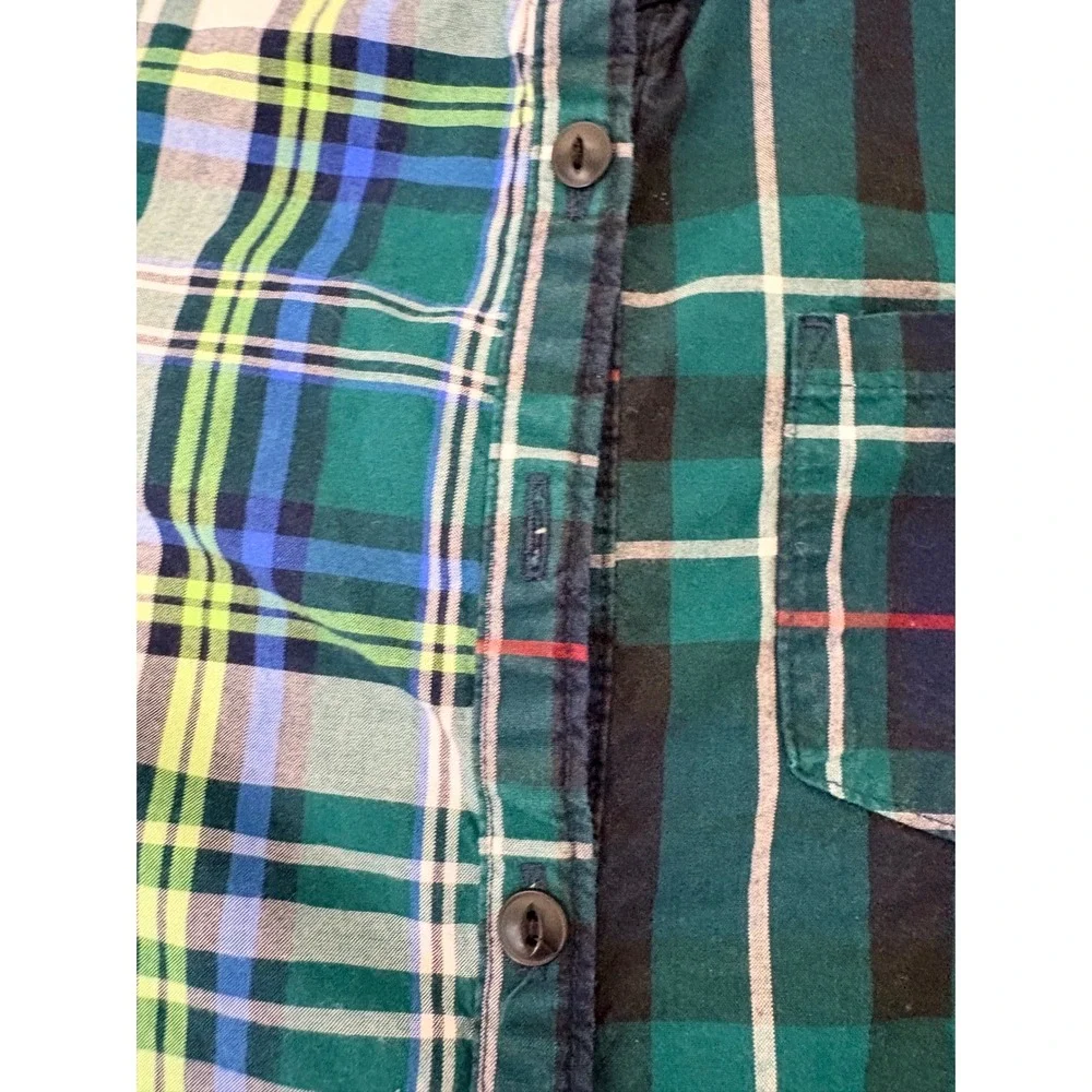 Gap Toddler Girls Green Mixed Plaid Ruffle Collar Shirt Dress Size 5 Years